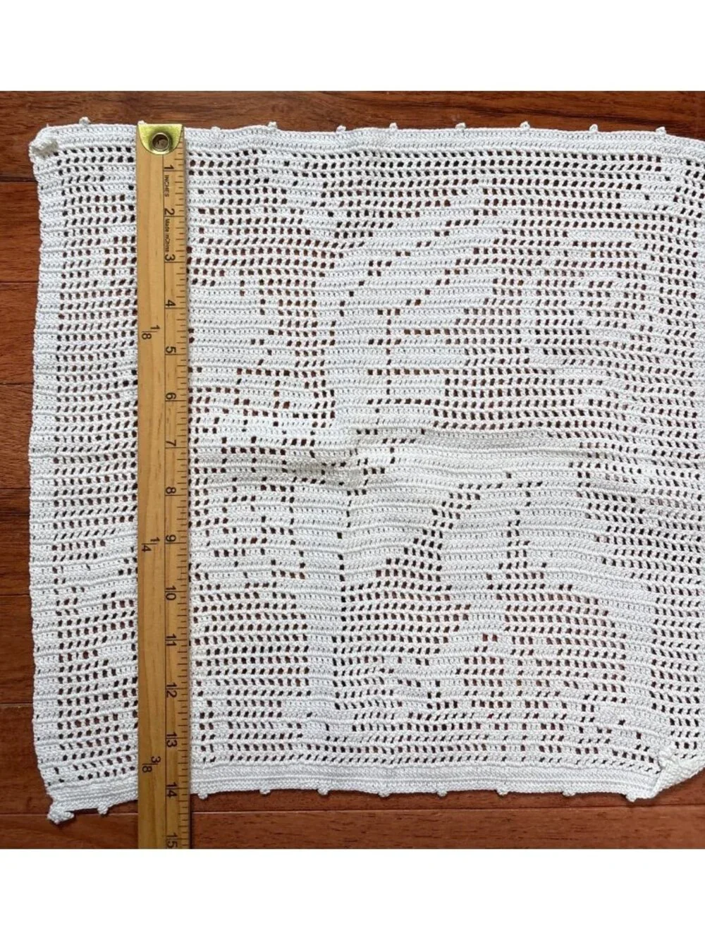Handmade Crochet Lace Panel Cream 14x15